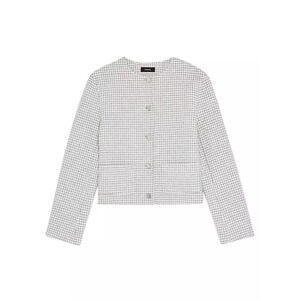 Theory Sleek Ivory Multi Checked Wool Crop Size 2 Jacket